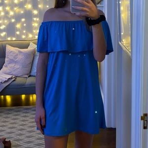 As U Wish Blue Off The Shoulder Ruffle Dress NWOT